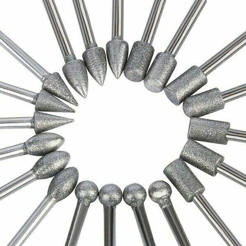 20pcs 120 grit plated diamond burr set rotary drill bit set grinding tool grinding diamond burr drill bits high quality