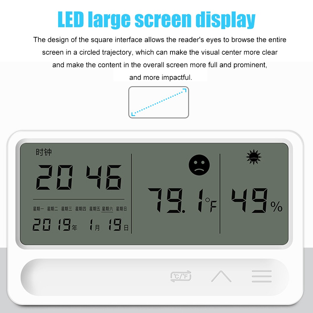 LCD electronic desk clock temperature hygrometer alarm clock hygrometer thermometer high precision digital hygrothergraph