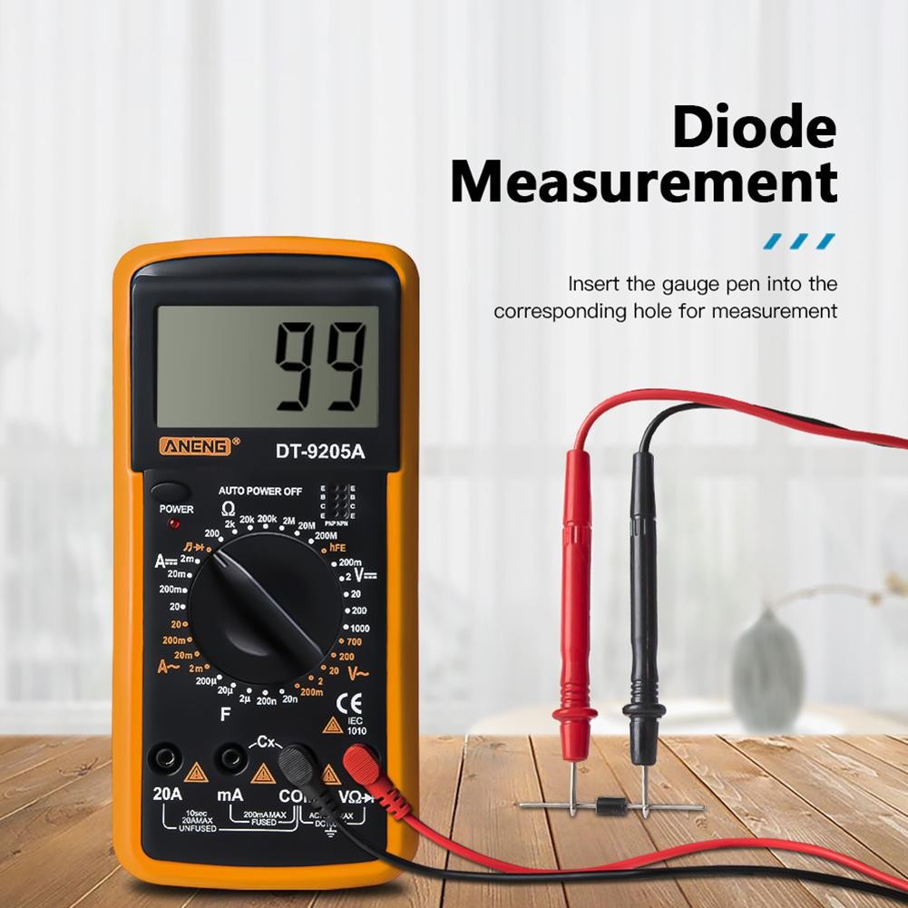 ANENG DT-9205A الفولتميتر الرقمي الحالي الجهد متر جهاز اختبار المقاومة يده مقياس التيار الكهربائي المقاومة السعة