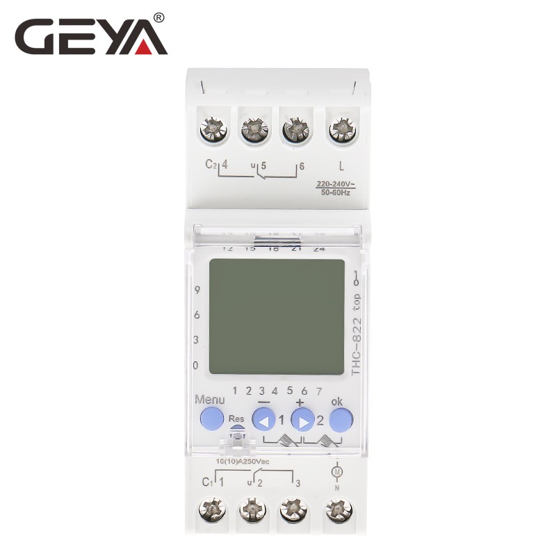 GEYA THC-822 التخاطب برمجة الموقت 2 قناة التحول الاتصالات الرقمية الموقت التبديل مع بطارية 16A 220V 110V