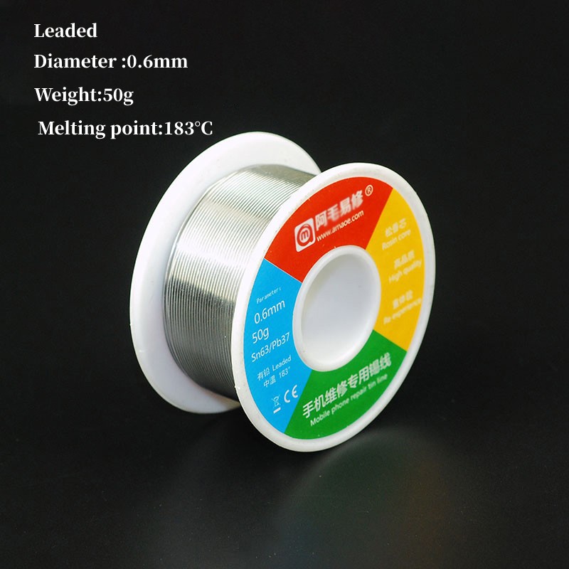 AMAOE 0.3/0.5/0.6mm 50g Tin Lead Soldering Wire Welding Wire 0.3mm/0.5mm/0.6mm Flux Soldering Reel Welding Line Welding Wire Roll No Clean