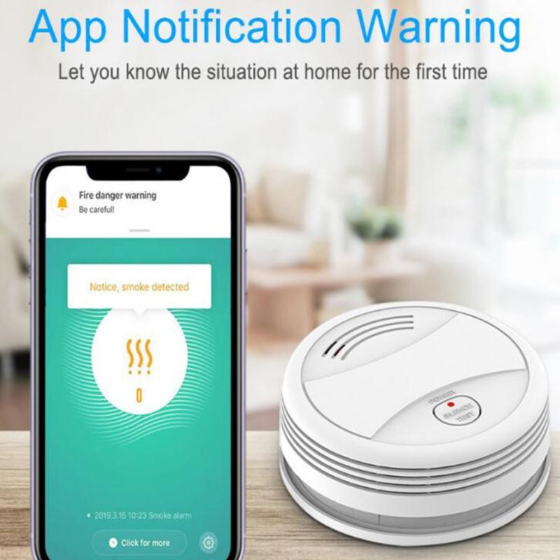 Tuya wifi smoke alarm remote smart home app notification smoke detector home security