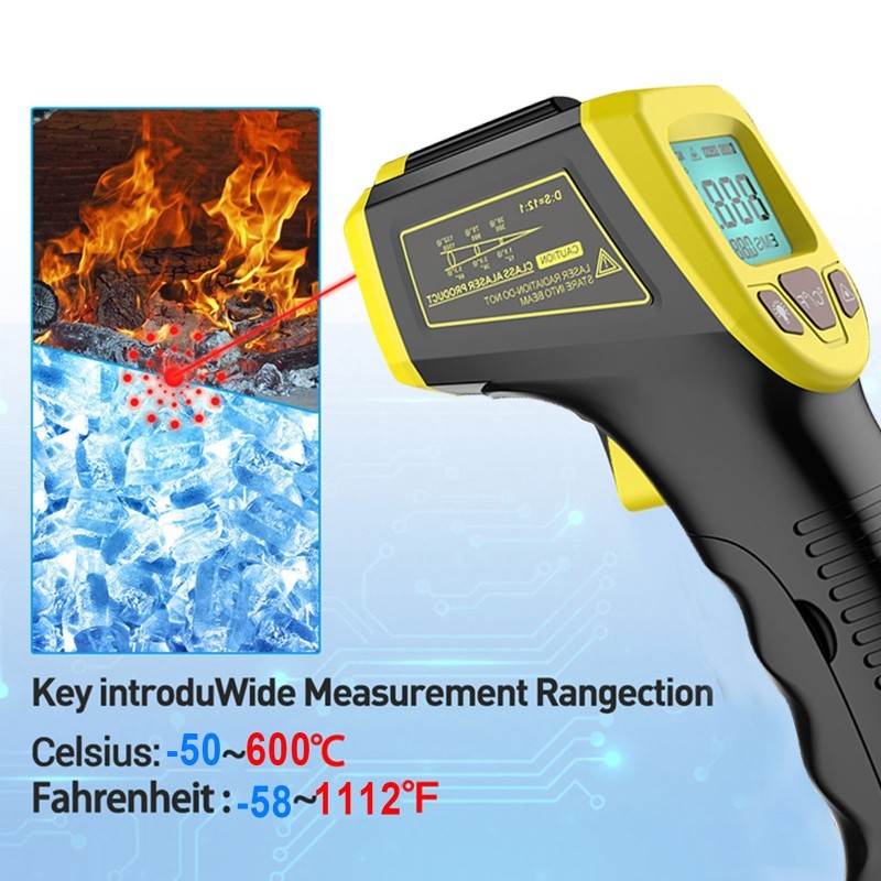 GM320S Non Contact Industrial Infrared Thermometer High Infrared Heat Gun -50~600℃/-58~1112℃ LCD Laser Pointer