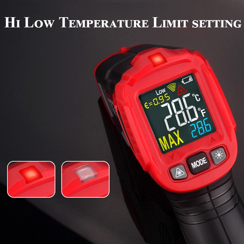 Industrial Digital Infrared Thermometer Non-contact Thermometer Infrared Laser Thermometer LCD Display Habotest