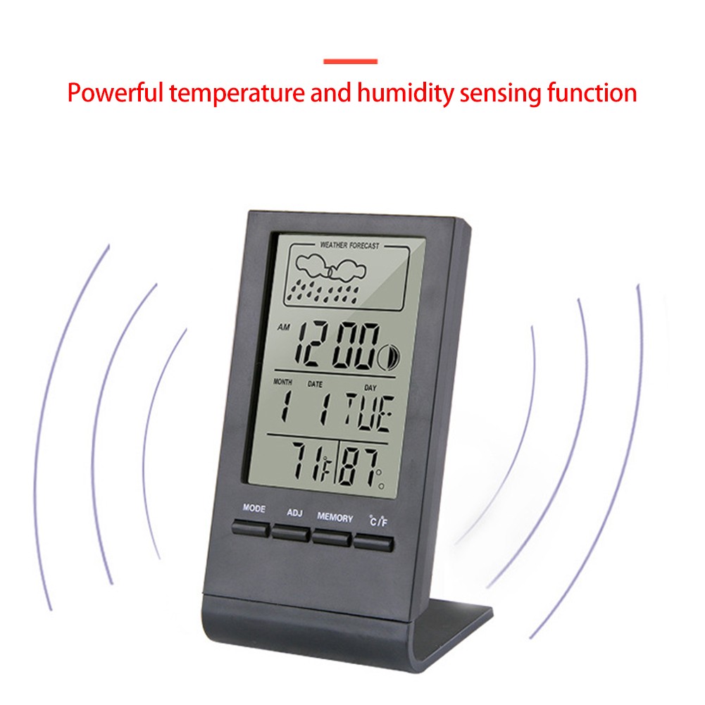 Mini Digital Thermometer Hygrometer Temperature Humidity Sensor Monitor Multifunction Meter Alarm Clock Weather Station Barometer