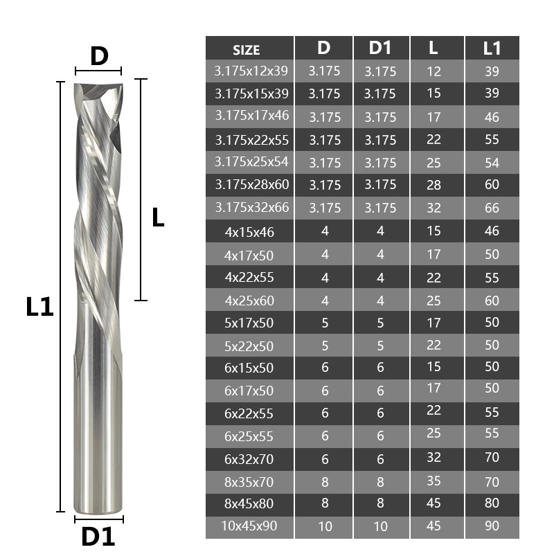 XCAN Up Down Cutter 3.175/4/5/6/8/10mm Shank CNC Router Bit for Woodworking 2 Flute Carbide End Mill Wood Mills Cutter