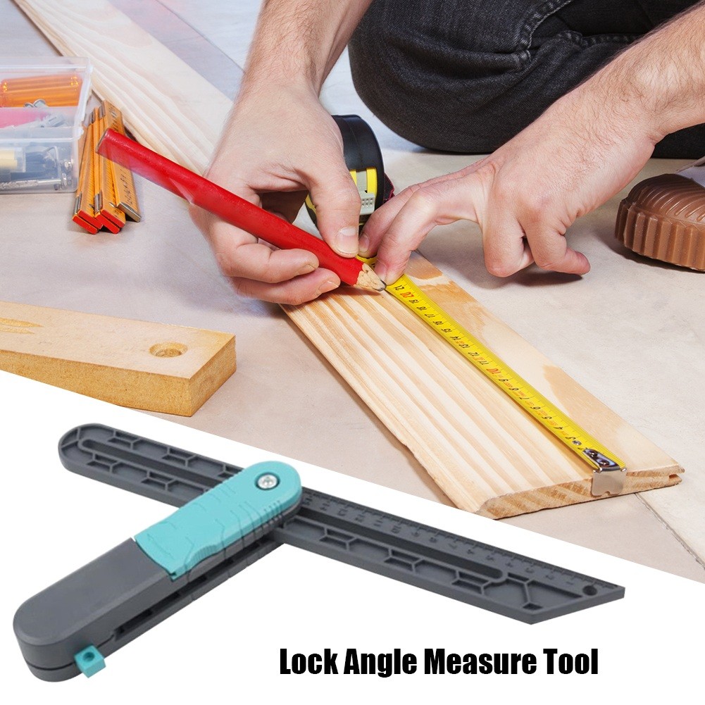 Lock Angle Measuring Tool ABS Wooden Marking Gauge Protractor Adjustable Angle Measuring Ruler for Carpentry Tools