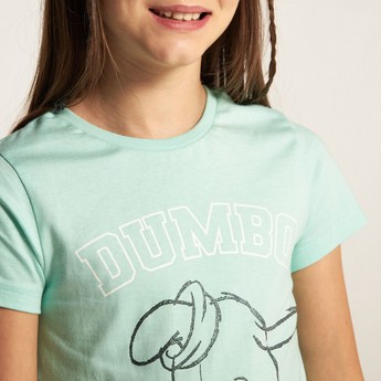 Dumbo Print T-shirt with Crew Neck and Short Sleeves