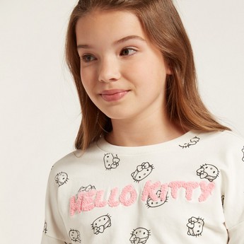 Sanrio All-Over Hello Kitty Print Sweatshirt with Long Sleeves