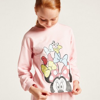 Disney Minnie Mouse Print Sweatshirt with Long Sleeves