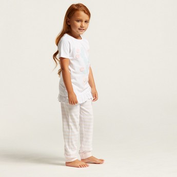 Juniors Printed T-shirt and Striped Pyjama Set