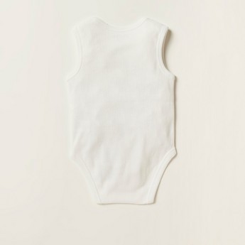 Juniors Textured Sleeveless Bodysuit with Button Closure