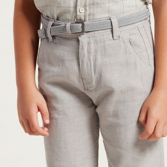 Juniors Solid Pants with Belt and Pockets