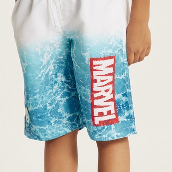 Avengers Print Mid-Rise Swimshorts with Drawstring Closure