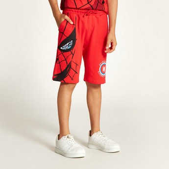 Spider-Man Print Crew Neck T-shirt ad Shorts Set