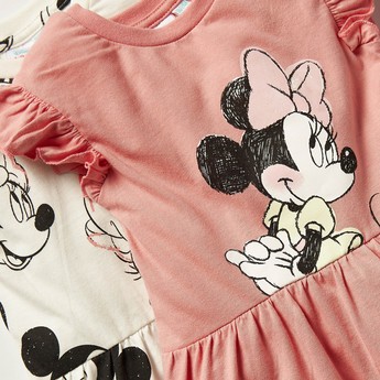 Minnie Mouse Print Sleeveless Dress with Ruffles - Set of 2