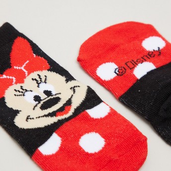 Disney Minnie Mouse Print Socks with Cuffed Hem