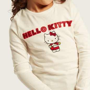 Sanrio Hello Kitty Print T-shirt with Long Sleeves