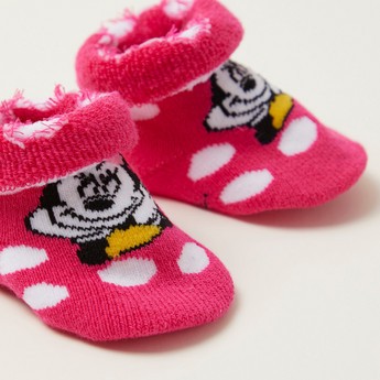 Disney Winnie-the-Pooh Print Booties with Folded Cuffs