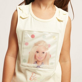 Barbie Graphic Print Sleeveless T-shirt