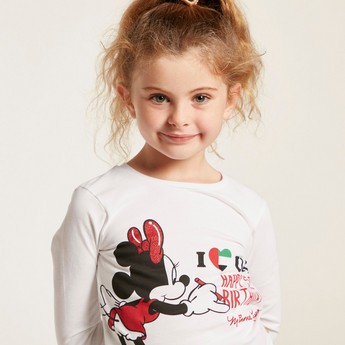 Disney Minnie Mouse UAE National Day Print T-shirt with Long Sleeves