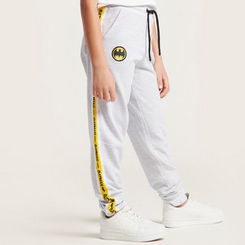 Batman Print Pants with Pockets and Elasticated Drawstring Waistband