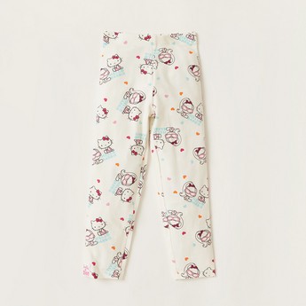 Sanrio Printed Leggings with Elasticised Waistband - Set of 2