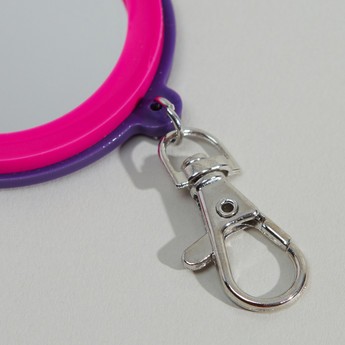 Applique Detail Metallic Keyring with Round Mirror