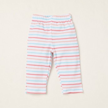 Juniors Embroidered T-shirt with Long Sleeves and Striped Pyjama Set