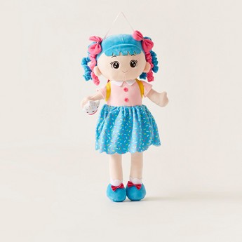 Juniors Pink and Blue Dress Rag Doll with Cake - 60 cms