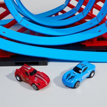 Juniors Super Racer Track Playset with 2 Pull Back Cars