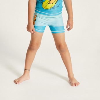 Garfield Print Rash Guard and Swim Shorts Set