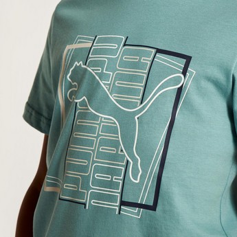 PUMA Logo Print T-shirt with Crew Neck and Short Sleeves