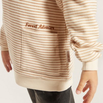 Love Earth Striped Organic Pullover with Long Sleeves and Pocket