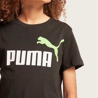 PUMA Logo Print T-shirt with Short Sleeves