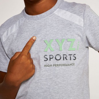 XYZ Printed T-shirt with Crew Neck and Short Sleeves