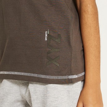 XYZ Logo Print Crew Neck T-shirt with Short Sleeves