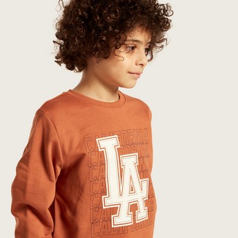 Juniors Typographic Print Pullover with Long Sleeves