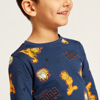 All-Over Garfield Print T-shirt with Long Sleeves