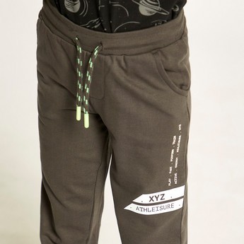 XYZ Printed Joggers with Drawstring Closure and Pockets