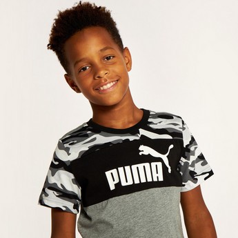 PUMA Logo Print T-shirt with Crew Neck and Short Sleeves