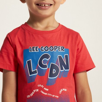 Lee Cooper Printed T-shirt with Crew Neck and Short Sleeves