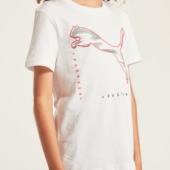 PUMA Graphic Print T-shirt with Short Sleeves