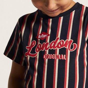 Lee Cooper Striped T-shirt with Crew Neck and Short Sleeves