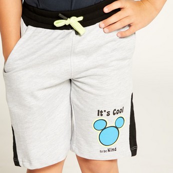 Disney Mickey Mouse Print Shorts with Drawstring Closure