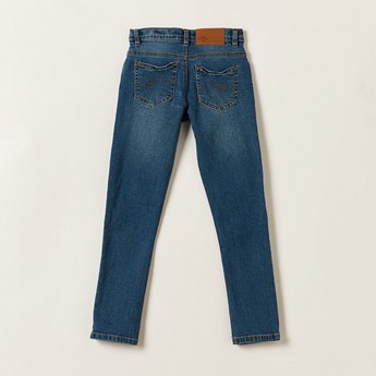 Lee Cooper Solid Denim Jeans with Pockets and Belt Loops