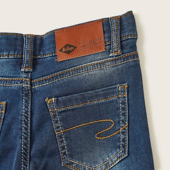 Lee Cooper Solid Denim Jeans with Pockets and Button Closure