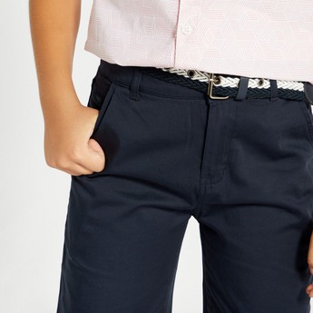 Juniors Solid Shorts with Pockets and Belt