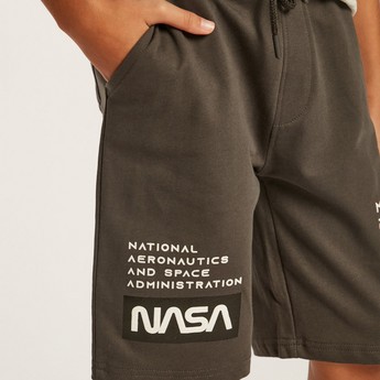 NASA Printed Shorts with Pockets and Drawstring Closure