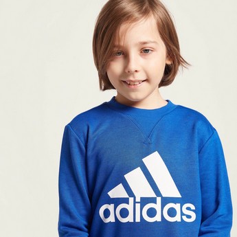 adidas Logo Print Sweatshirt with Long Sleeves